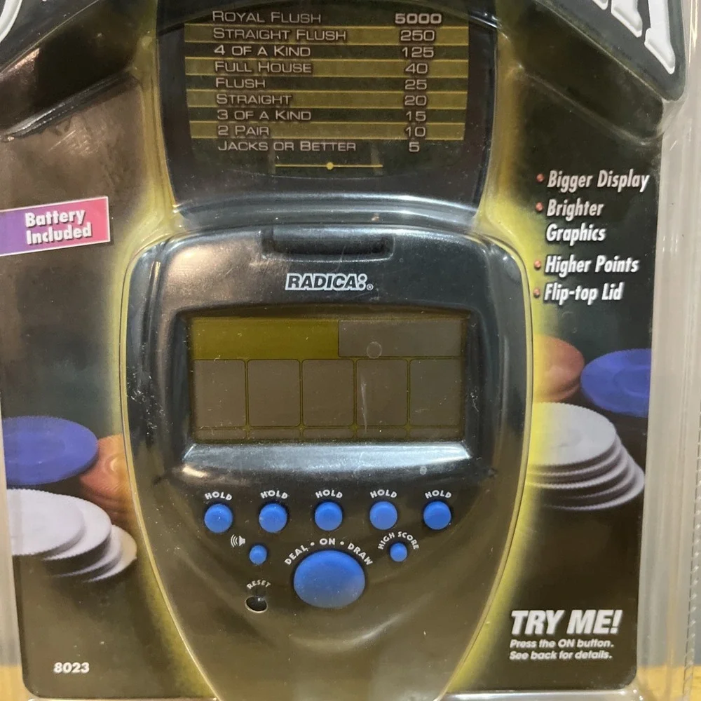 Radica Draw Poker‎ #8023 Vintage 1999 Handheld Electronic Game - NOS Sealed